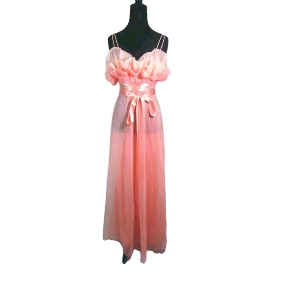 1950s Vanity Fair Two Tone Pink Negligee Nightgown Nightie Layered Old Hollywood - Picture 1 of 11